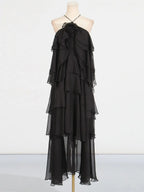 Stitching ruffled dress