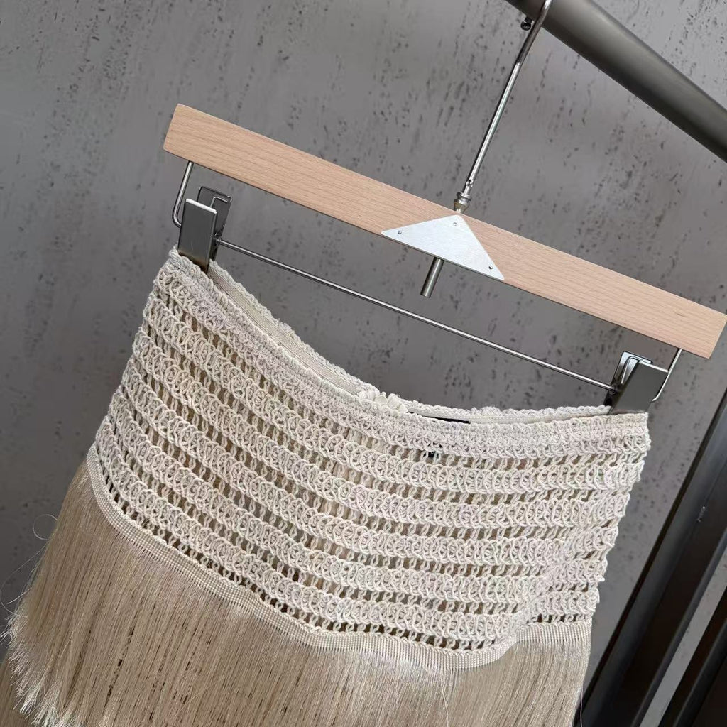 Tassel knitted wrap set