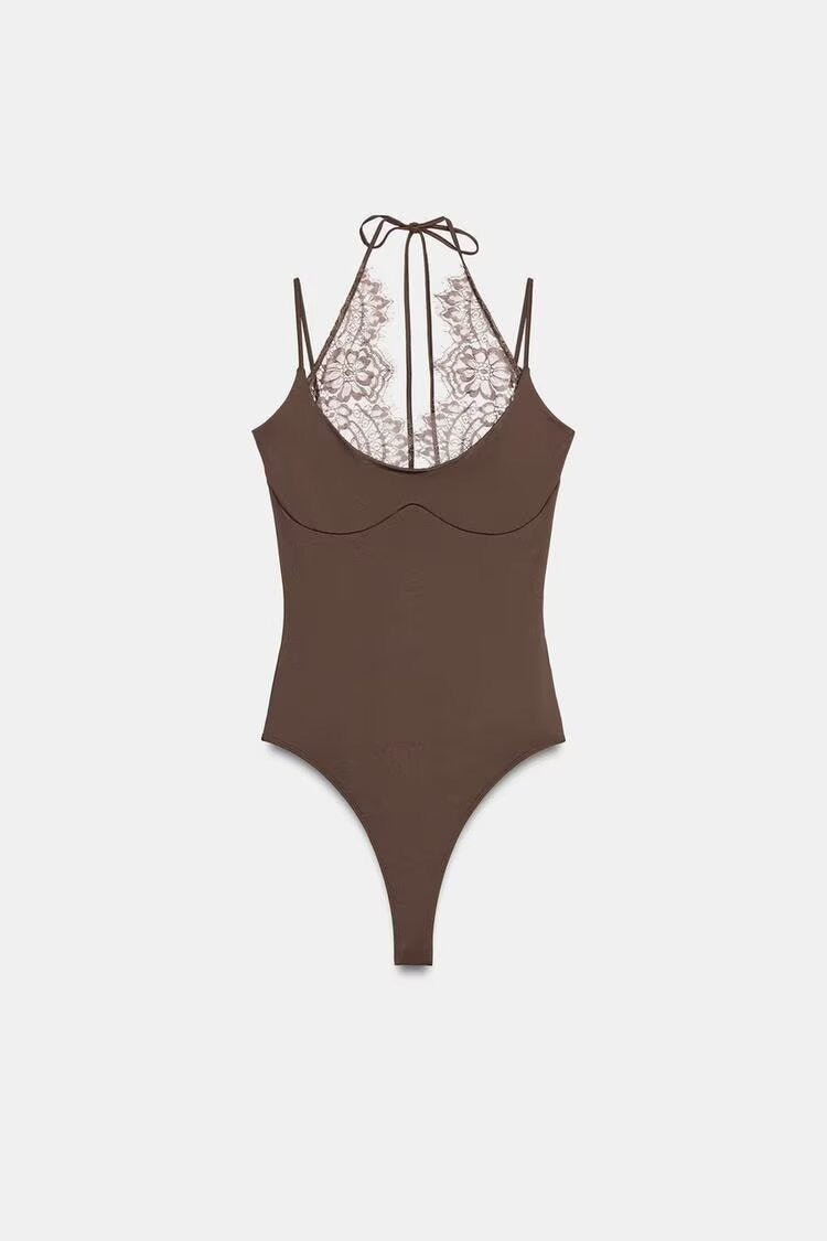 Lace halterneck bodysuit