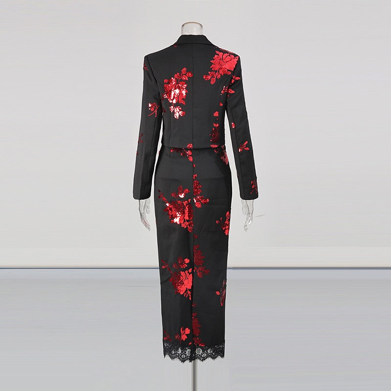 Sequined lapel set