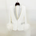 Blazer with feathers