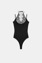 Lace halterneck bodysuit