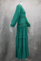 Splicing long sleeves dress