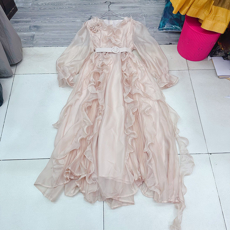 Ruffles belt dress