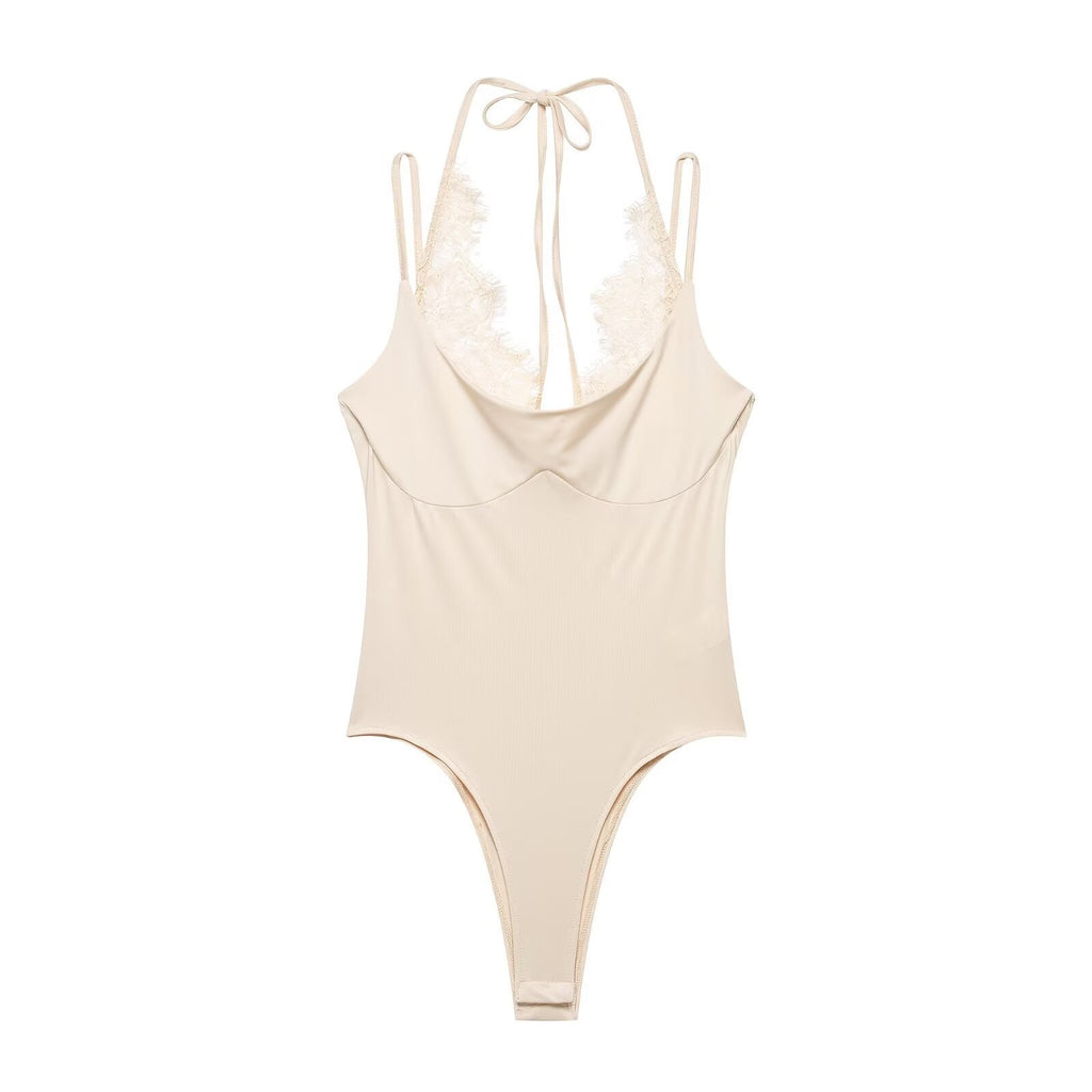 Lace halter neck bodysuit