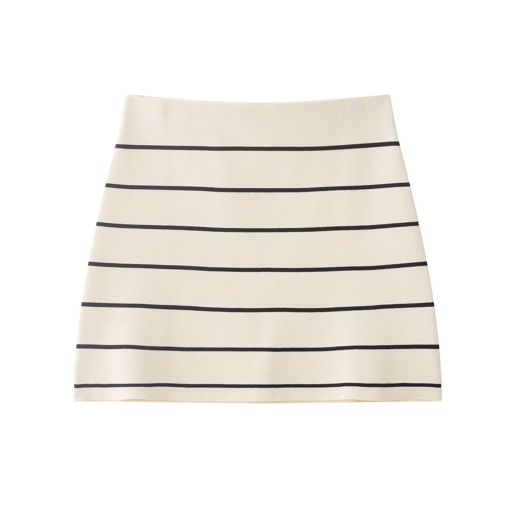 Striped mini skirt knitted set