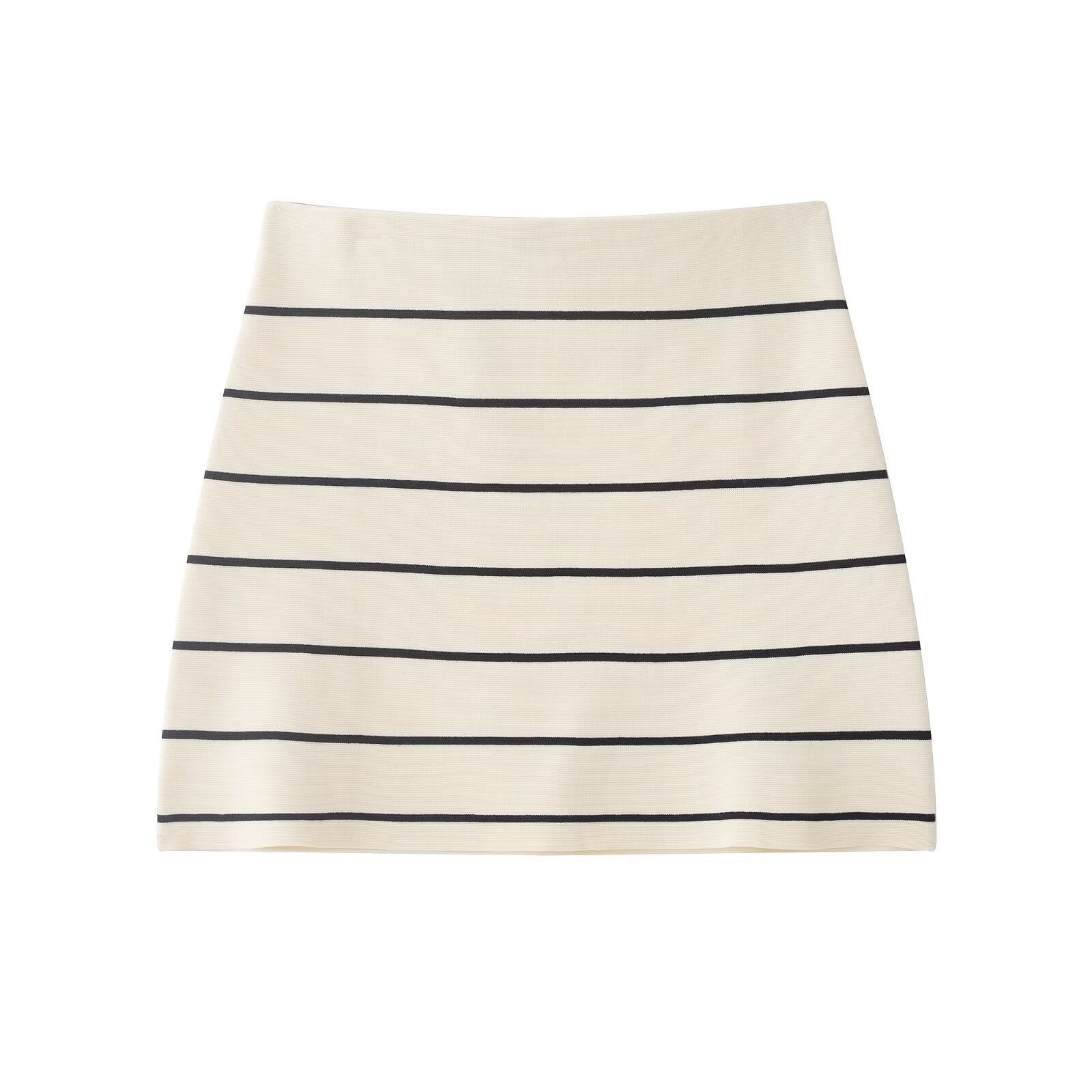 Striped mini skirt knitted set