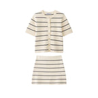 Striped mini skirt knitted set