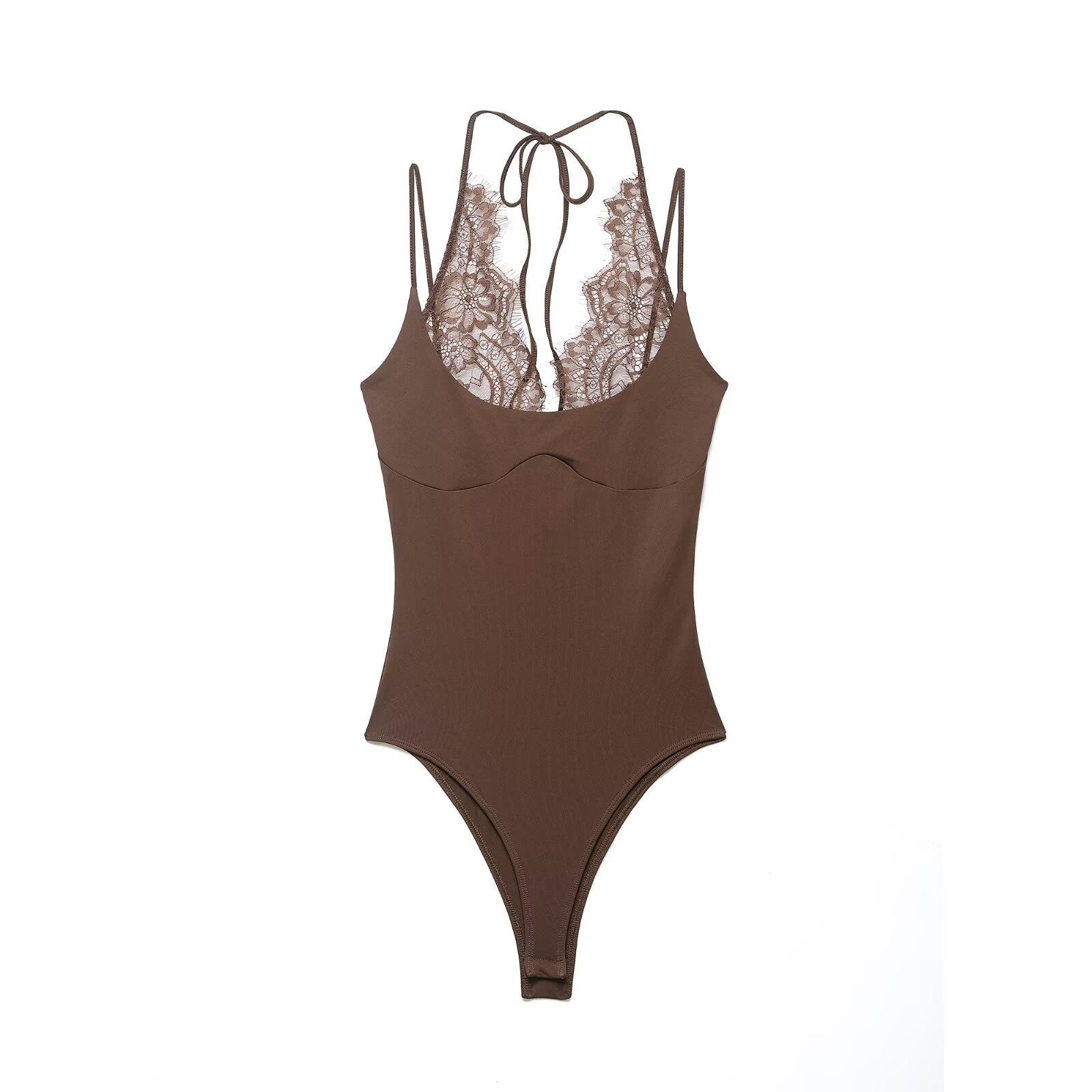 Lace halter neck bodysuit
