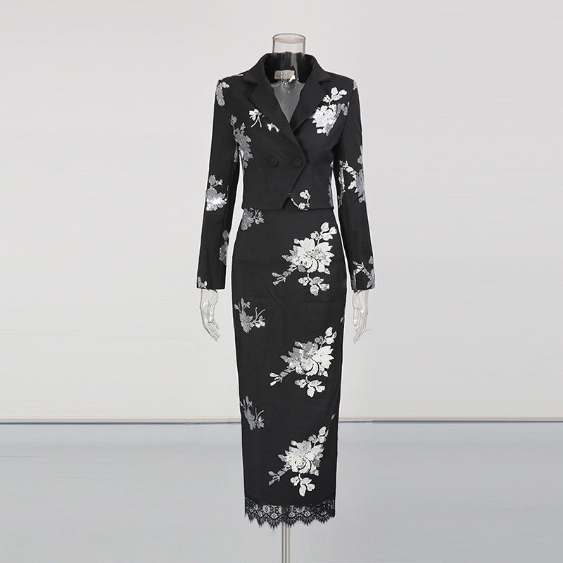 Sequined lapel set