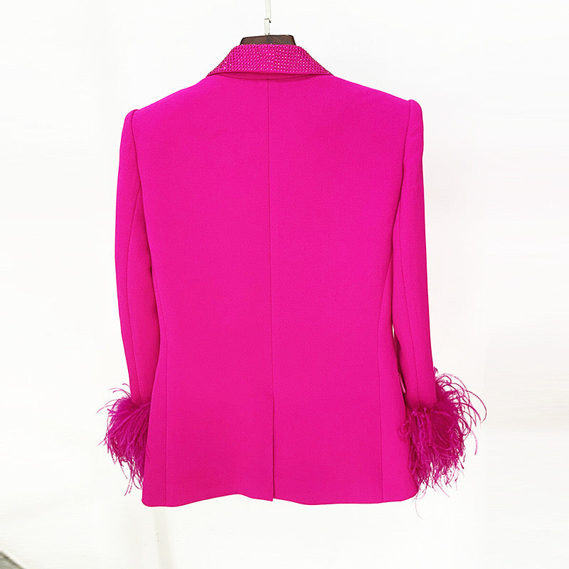 Blazer with feathers