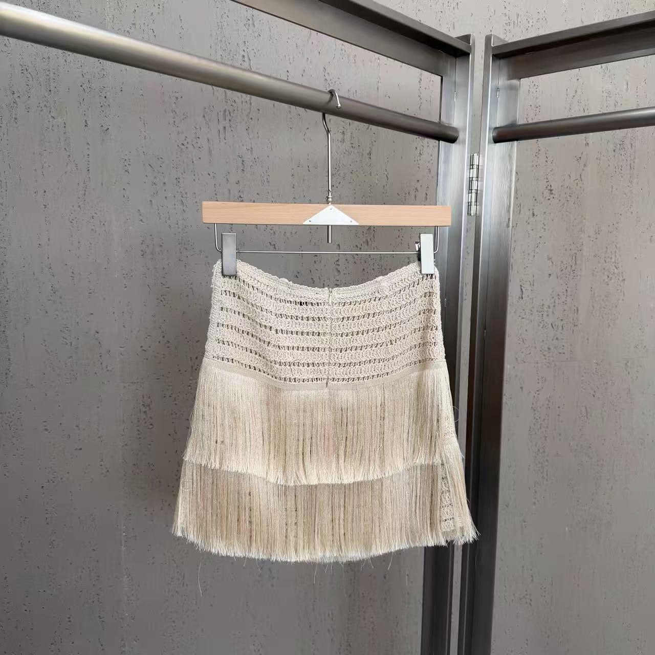 Tassel knitted wrap set