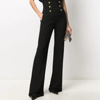 High waist pants with gold buttons