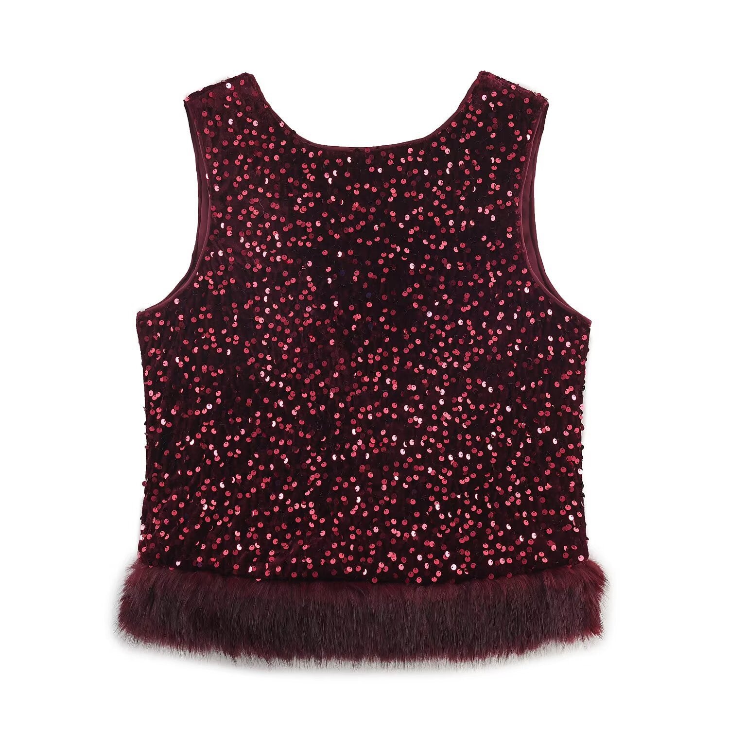 Sequined faux fur suit
