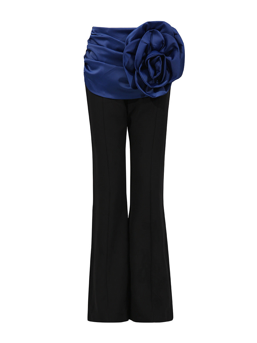 Carolina draped flower bootcut pants