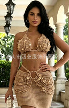 Sequined handmade crochet set