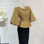 Metallic puff sleeves jacket