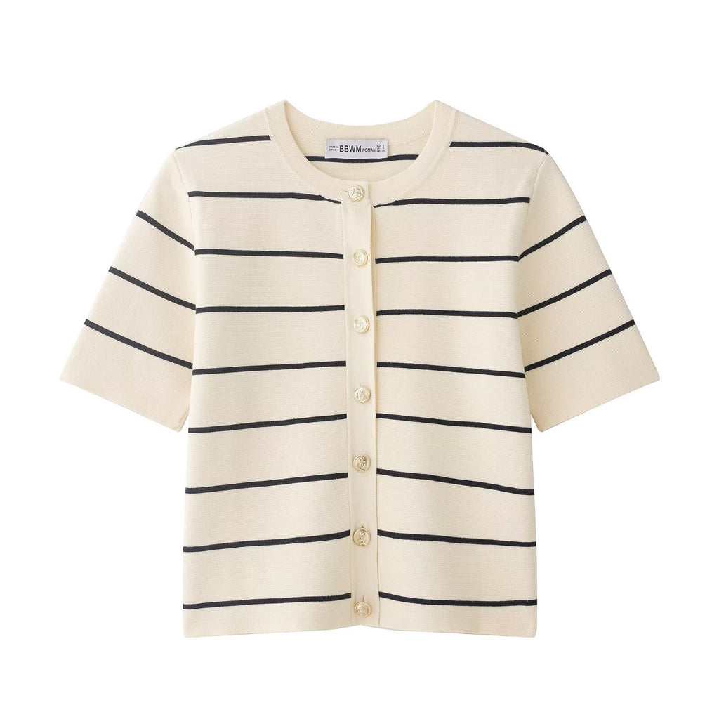 Striped mini skirt knitted set