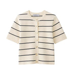 Striped mini skirt knitted set