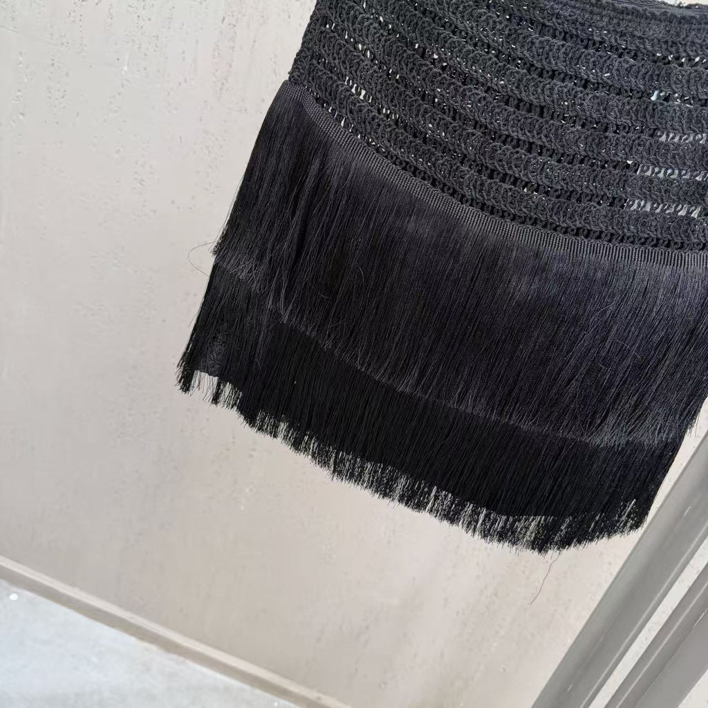Tassel knitted wrap set