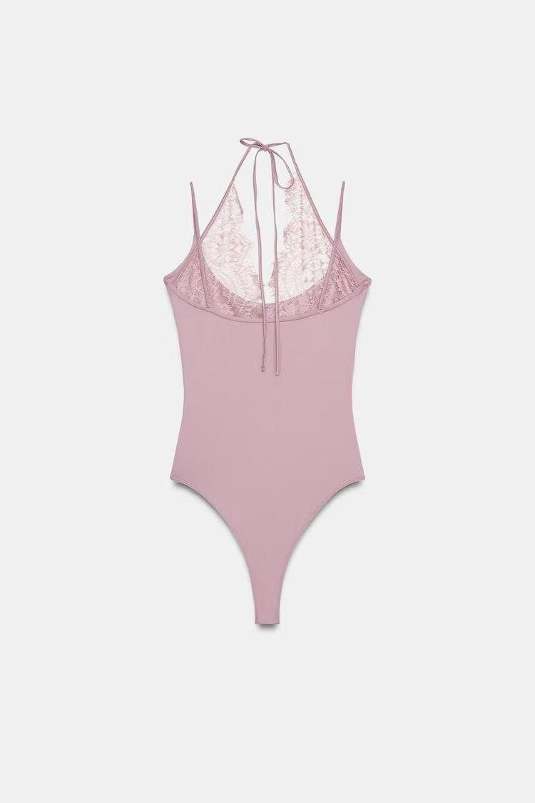 Lace halterneck bodysuit