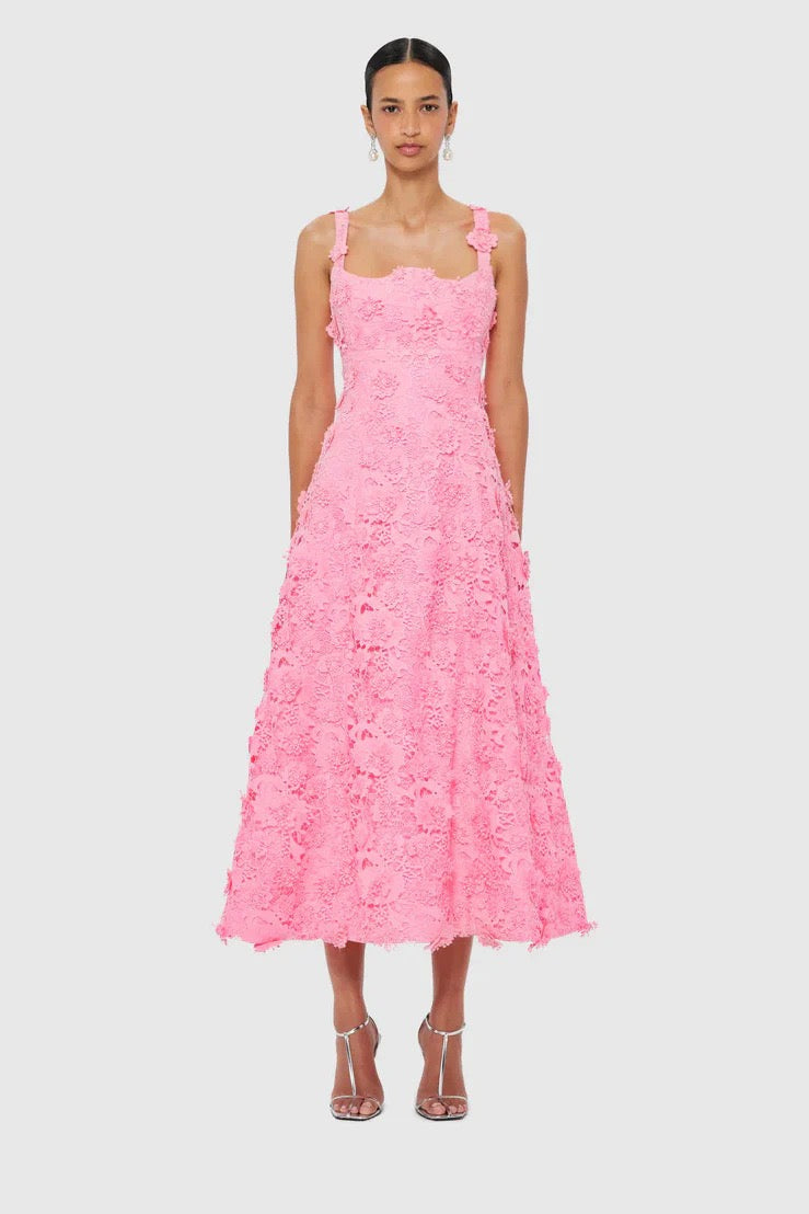 Pinky floral lace dress