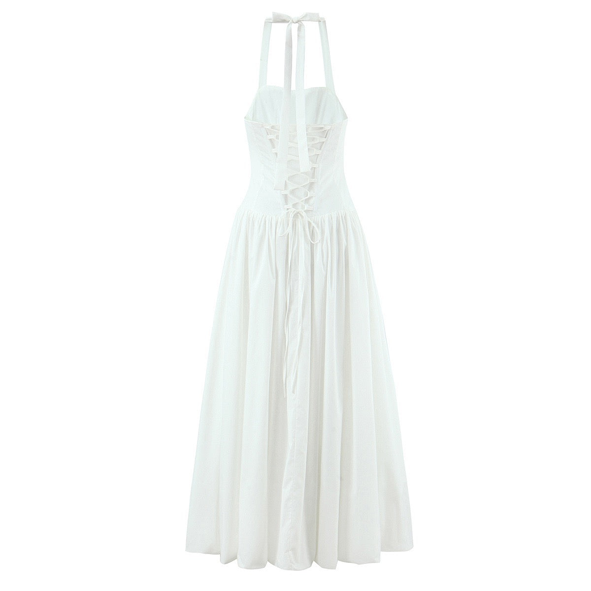Fishbone French halter neck dress