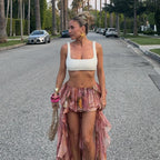 Floral print ruffle skirt