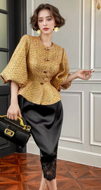 Metallic puff sleeves jacket