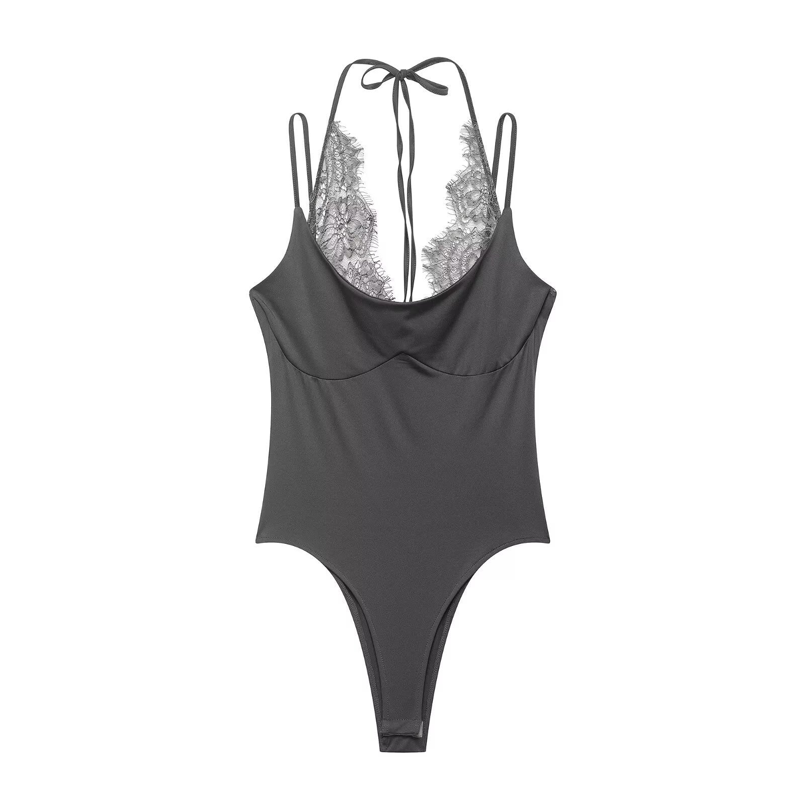 Lace halter neck bodysuit