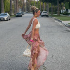 Floral print ruffle skirt