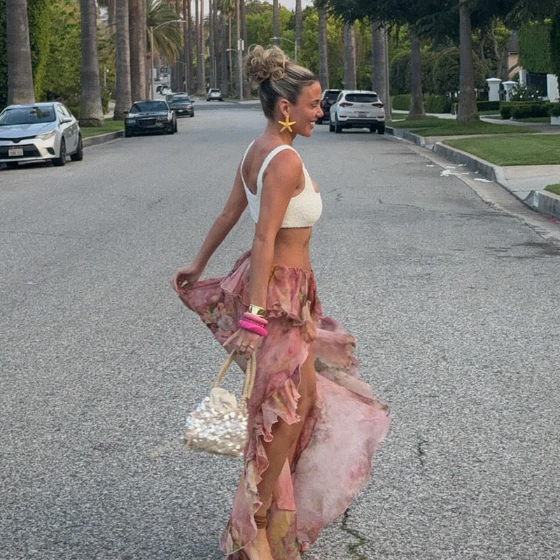 Floral print ruffle skirt