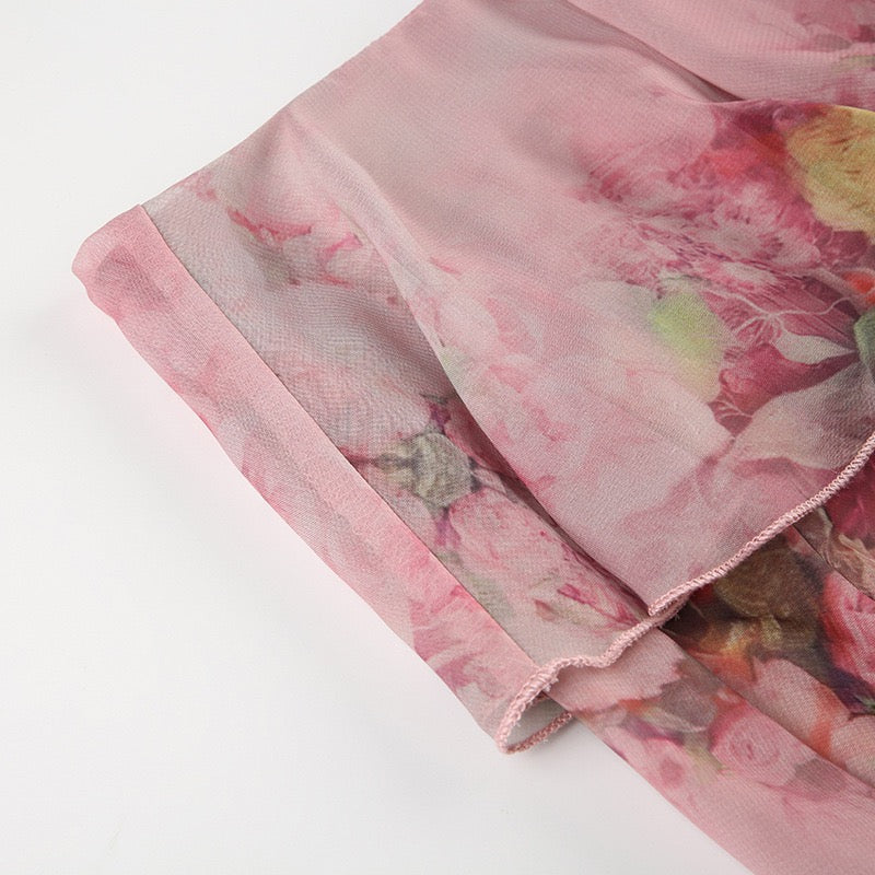 Floral print ruffle skirt