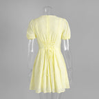 Tie sexy embroidery short dress