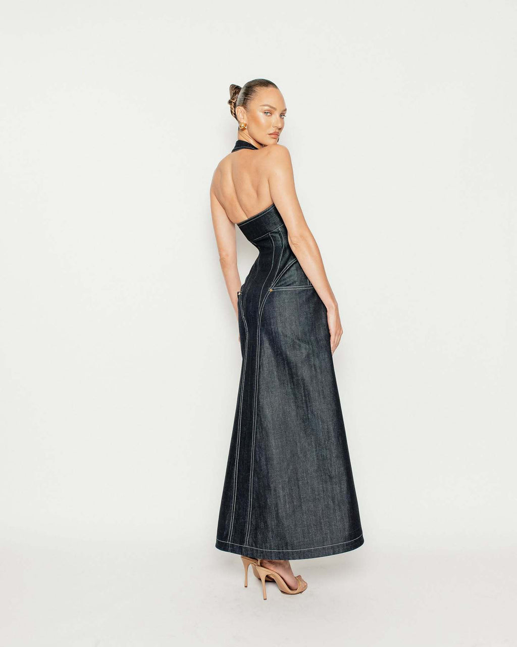 Halter slimfit bodycon denim dress
