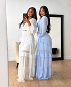 Splicing long sleeves dress