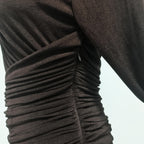 Asymmetric ruched bodice maxi