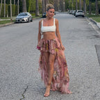 Floral print ruffle skirt