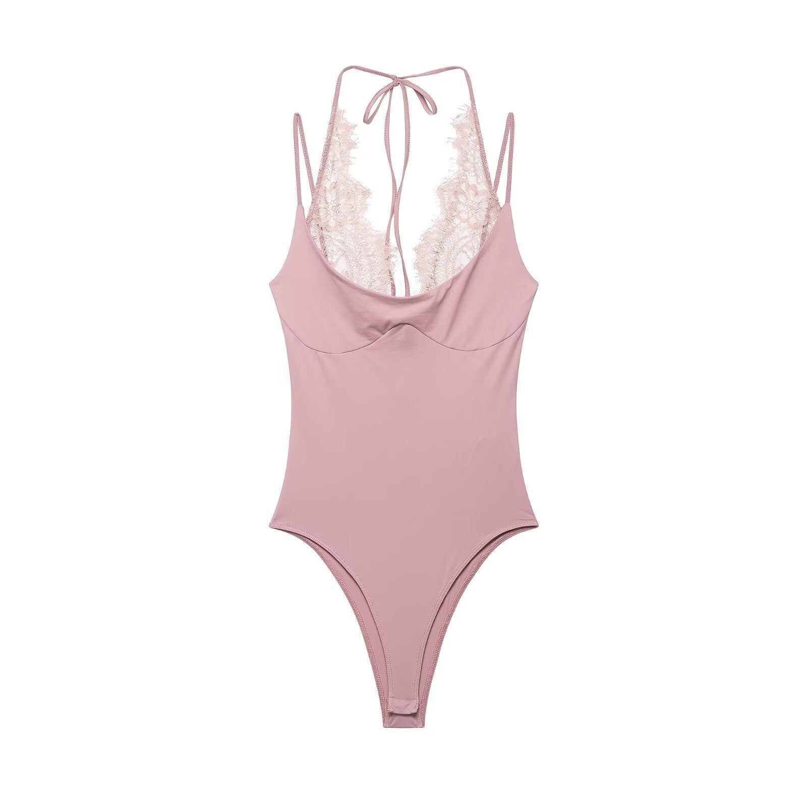 Lace halter neck bodysuit
