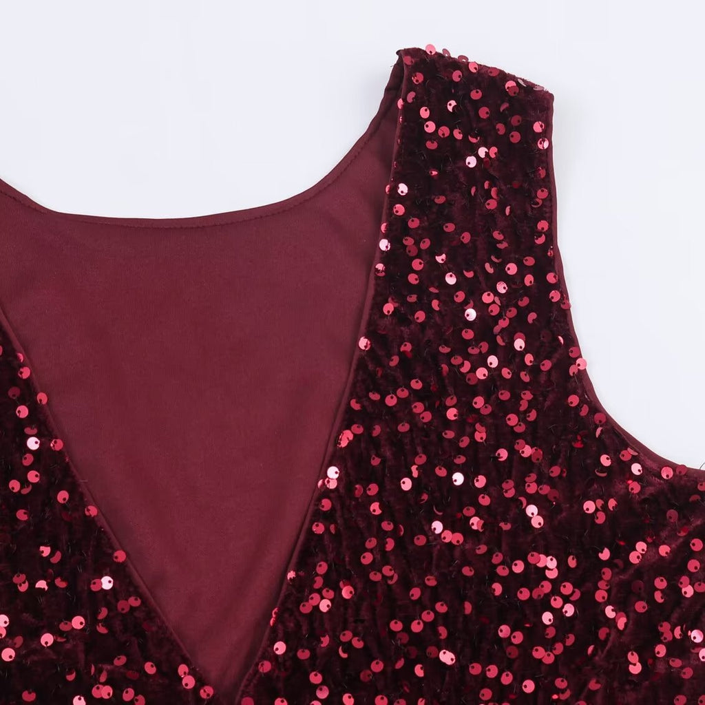 Sequined faux fur suit