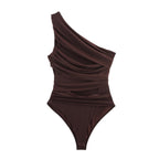 Asymmetrical tulle bodysuit