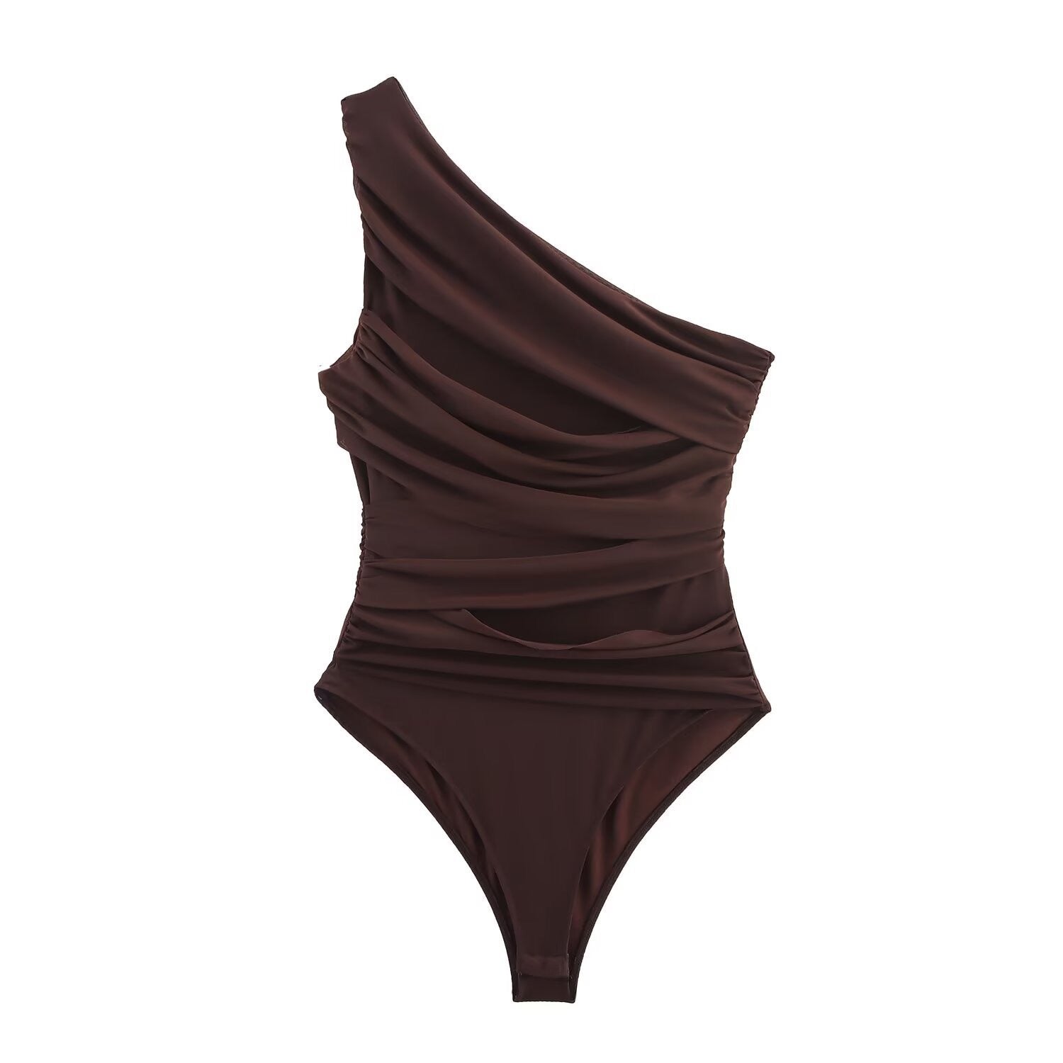 Asymmetrical tulle bodysuit