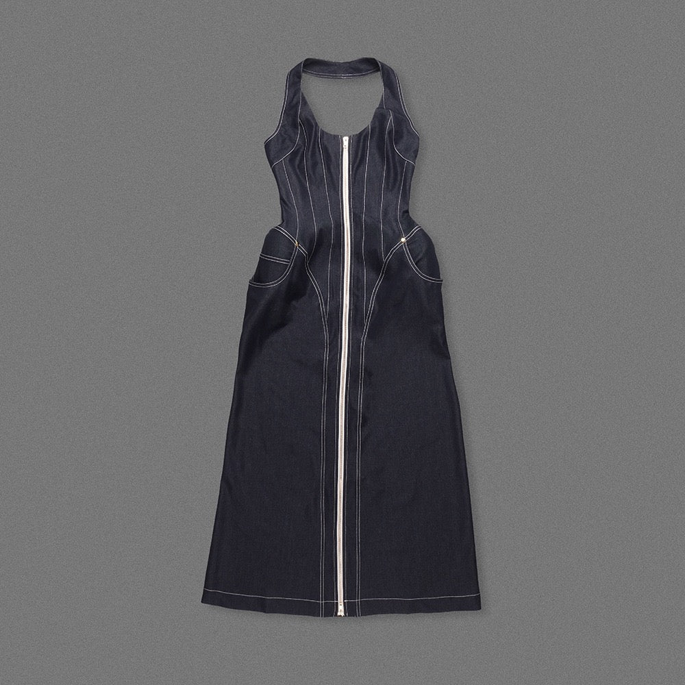 Halter slimfit bodycon denim dress