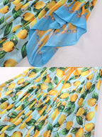High end lemon print long dress