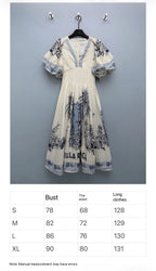 Puff sleeves printed dress