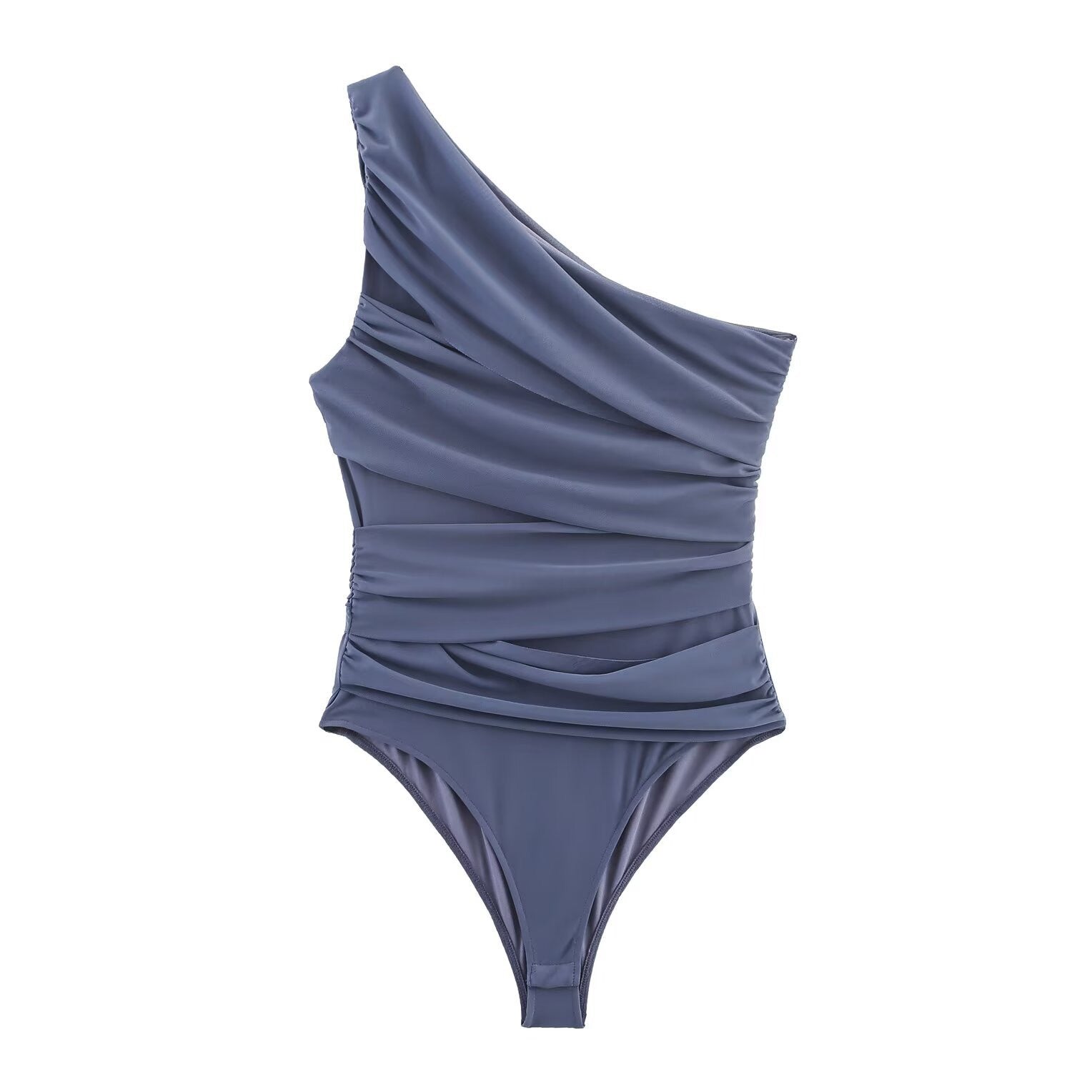 Asymmetrical tulle bodysuit