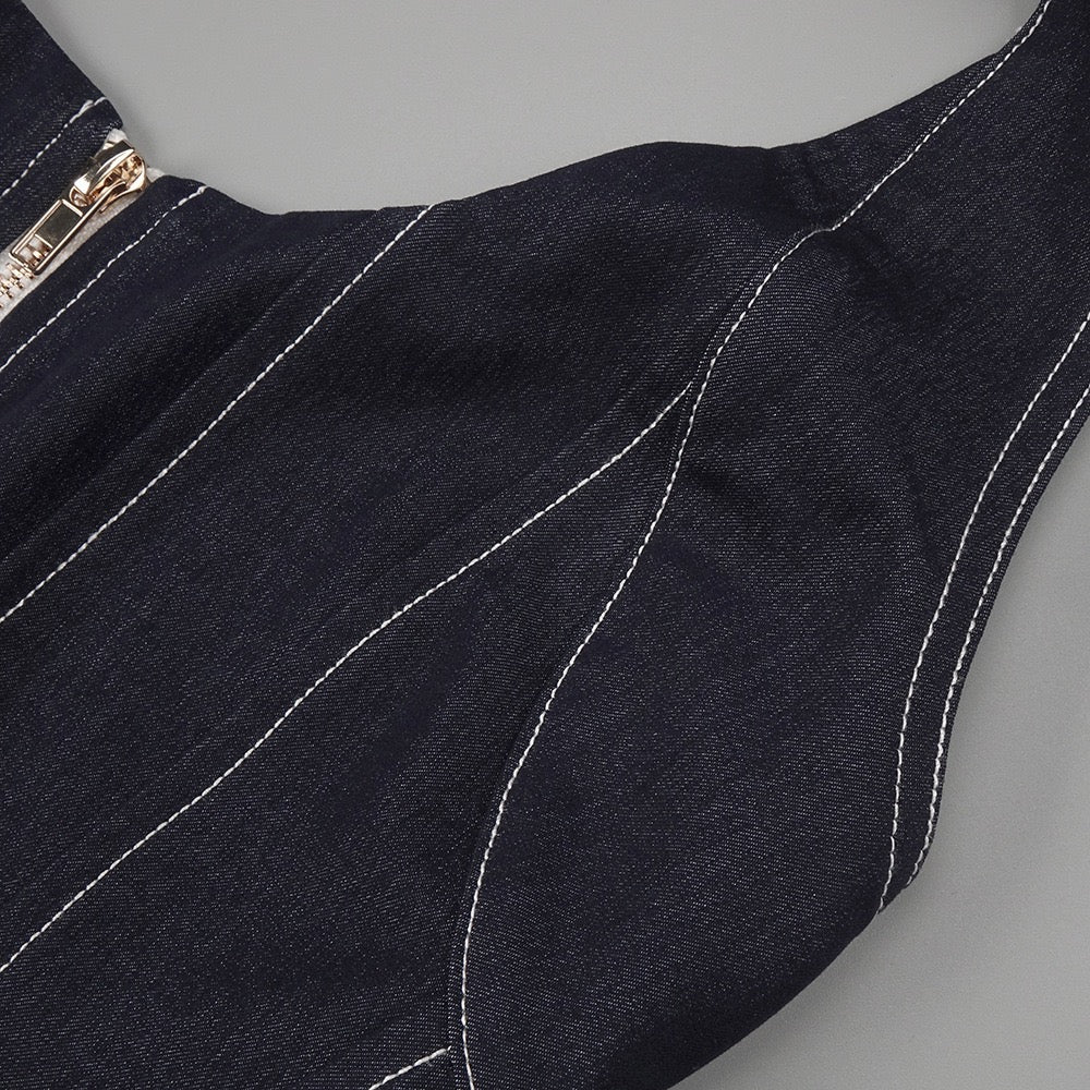 Halter slimfit bodycon denim dress