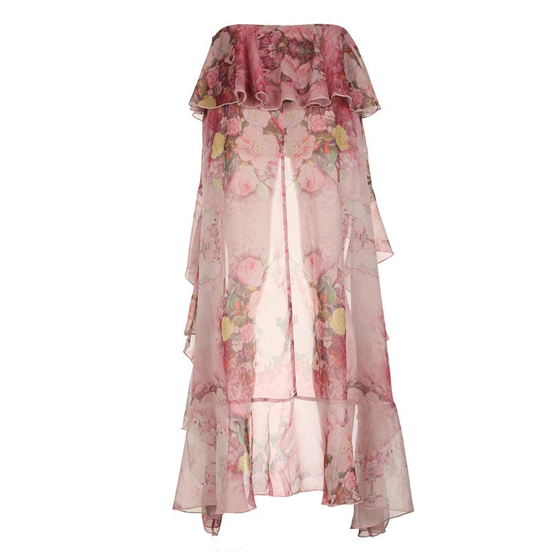 Floral print ruffle skirt