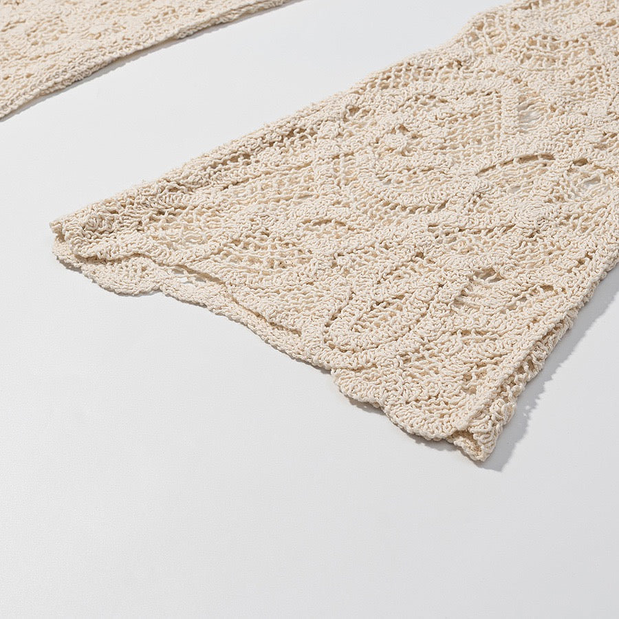 Crochet floral flared pants