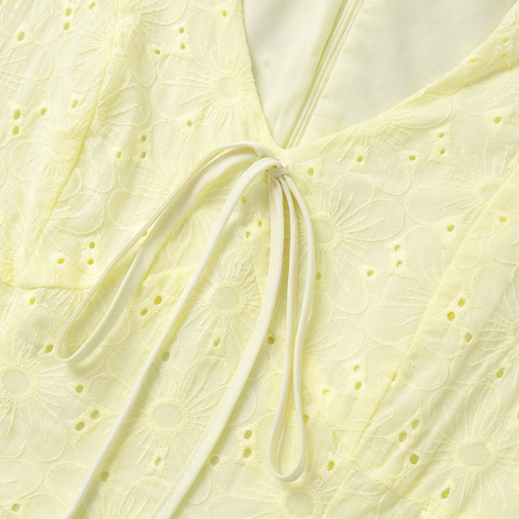Tie sexy embroidery short dress